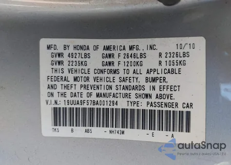 2011 Acura Tl 3.7 from USA, damaged, VIN 19UUA9F57BA001294